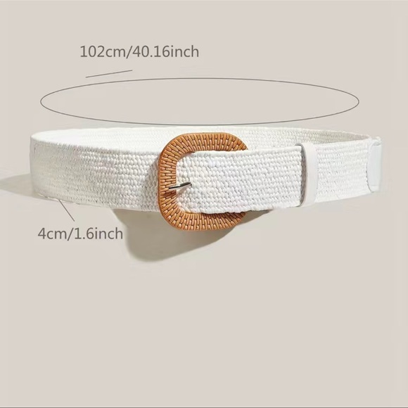 Bohemian Style’ White Straw Belt. NWT - Picture 3 of 9